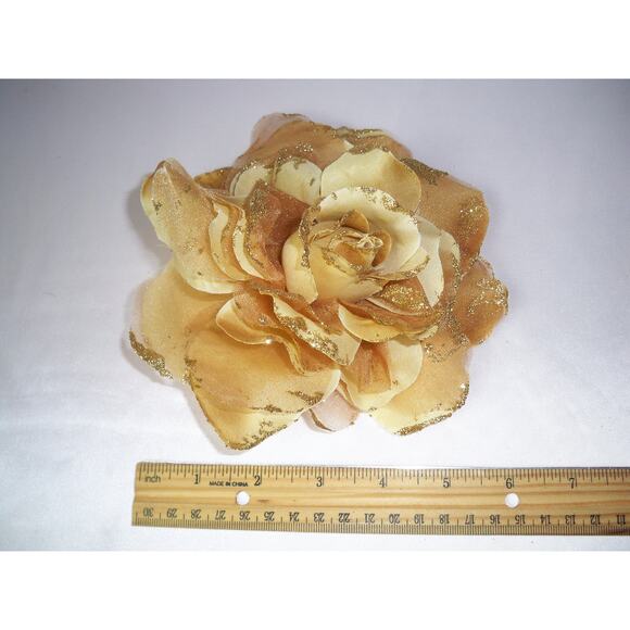 Gold flower hair clip, flower headpiece  flower hair clip hairpiece - Picture 4 of 5